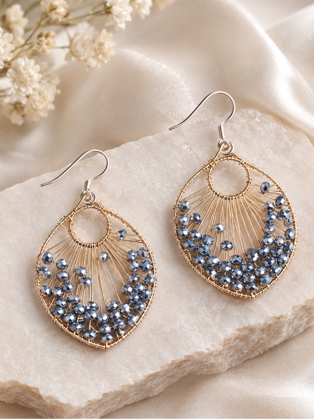 Silver-Tone Beaded Filigree Drop Earrings - Women's Jewelry